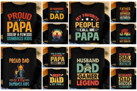 Download Funny Proud Papa Dad Shirt Design Bundle - Dad shirt design Collection