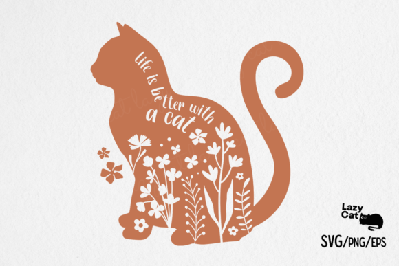Download Cat Flower Quote SVG Design - Quote svg Collection