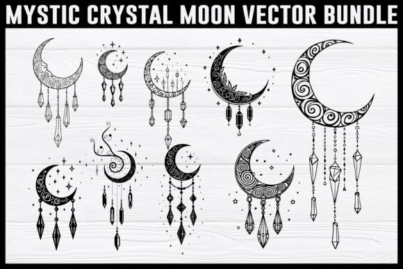 Download Mystic Crystal Moon Boho Vector Bundle | - Crystal moon Collection